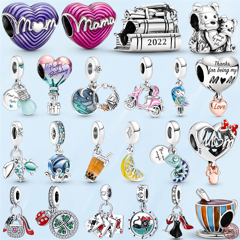 925 Sterling Silver Dangle Charm Glow-in-the-dark Lightbulb Double Beads Bead Fit Charms Bracelet DIY Jewelry Accessories
