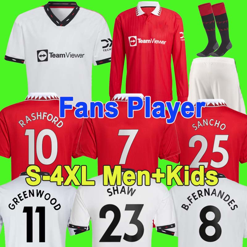 

2022 2023 MANCHESTER SANCHO soccer jerseys UNITEDs 22 23 MANS F. DE JONG RONALDO Fans Player BRUNO FERNANDES RASHFORD UTD football shirt men kids kit 3XL 4XL, 22 23 home women