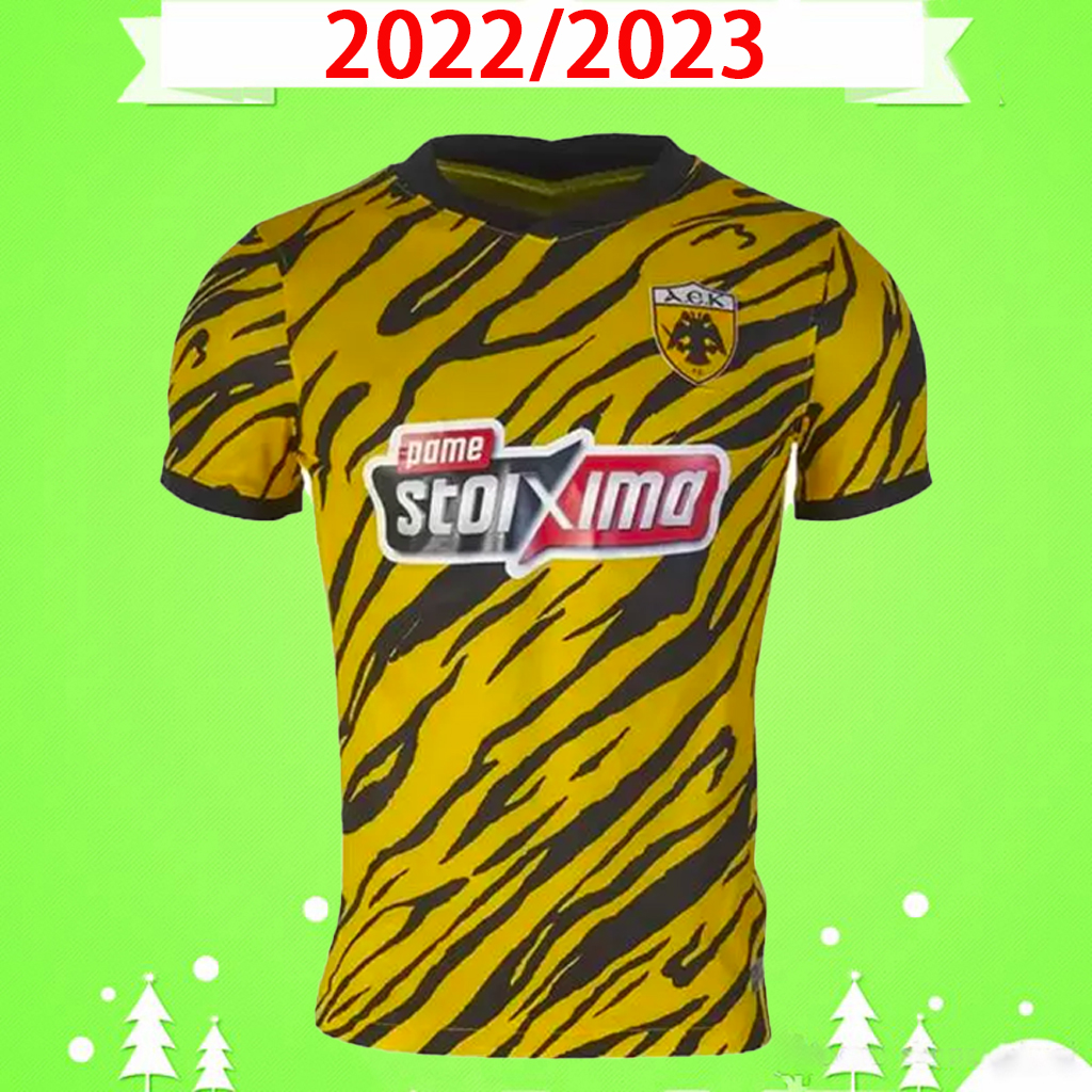 

22 23 AEK Athens Araujo aek FC soccer jerseys GARCIA Zuber 2022 2023 foolball shirts N. Amrabat Yellow black Home Away K. Ansarifard jersey P. Mandalos shirts Top Men S-XXL