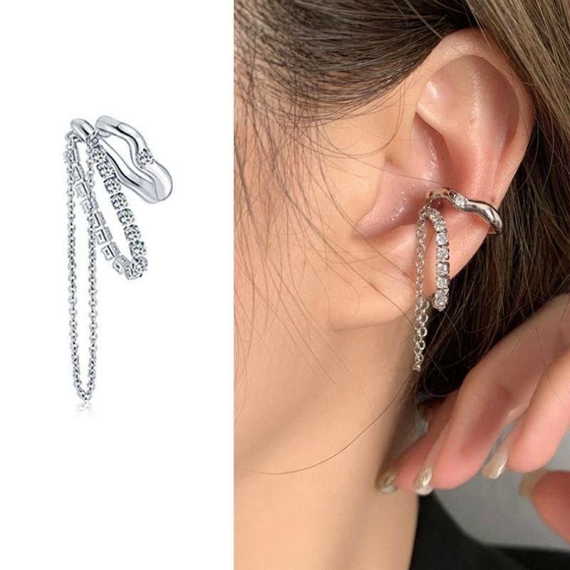 

Dangle & Chandelier 2022 South Korea Metal Tassel Chain Streamer Earclip Fashion Temperament Versatile Earrings