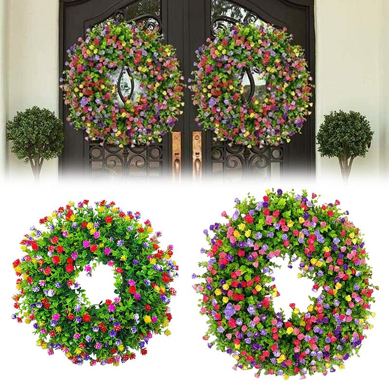 

Decorative Flowers & Wreaths Artificial Flower Wreath Colorful Spring Summer For Door Wall Window Decor Holiday Festival Party Wedding Decor, 35cm