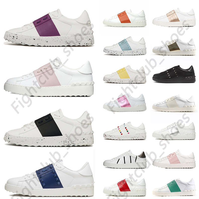 

Top Designer Leather Loafers Open Sneakers Casual Shoes Designer Mens Womens Unisex VL TN Change Black White Green Yellow Off Platform Rivets Trainers US 12, B2 36-46