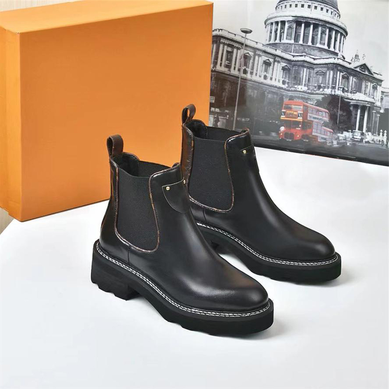 

Winter Boot For Women Designer Boots Platform Heel Luxurious Prints Real Leather Black Brown Ankle Martin Booties Woman Shoes Botas De Mujer EU42, 6#