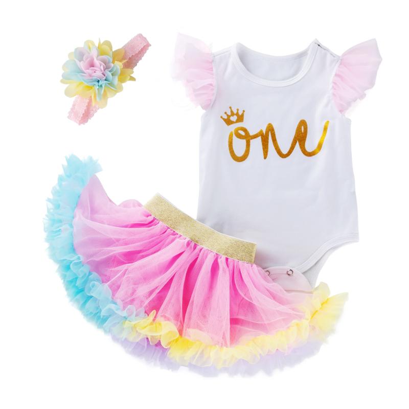 

Clothing Sets Pcs/set Baby Set Girls Sleeveless Romper Tutu Skirt Born Ruffles Rainbow Pants Jumpsuit Infant First BirthdayClothing, Gbo077