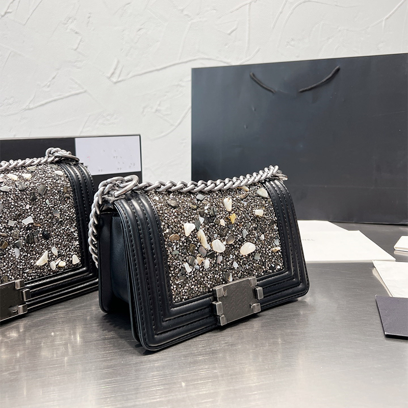 

Luxury Bags Fashion Women Handbag Designer Bags Black Full Diamond Evening Wallets Vintage Channel Designers Handbags Leather Lady Sacoche Crossbody Purses, Black small