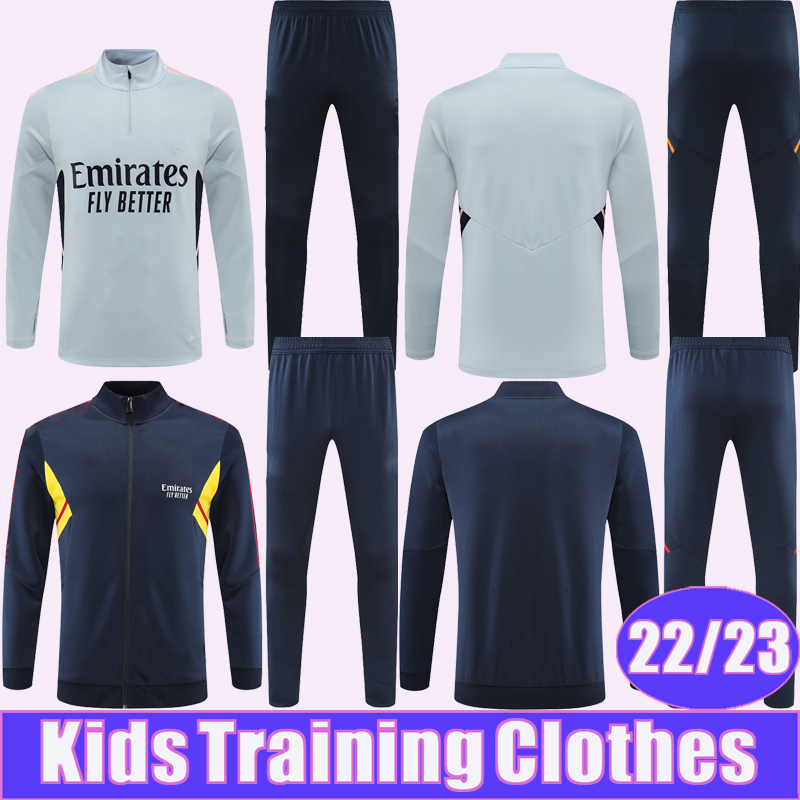 

22 23 PEPE TIERNEY THOMAS Training Wear Kit Kids Suit Soccer Jerseys ODEGAARD SMITH ROWE MAITLAND-NILES Child Half Zip Tracksuit Football Shirts, C1116g4138 22 23 kids gray