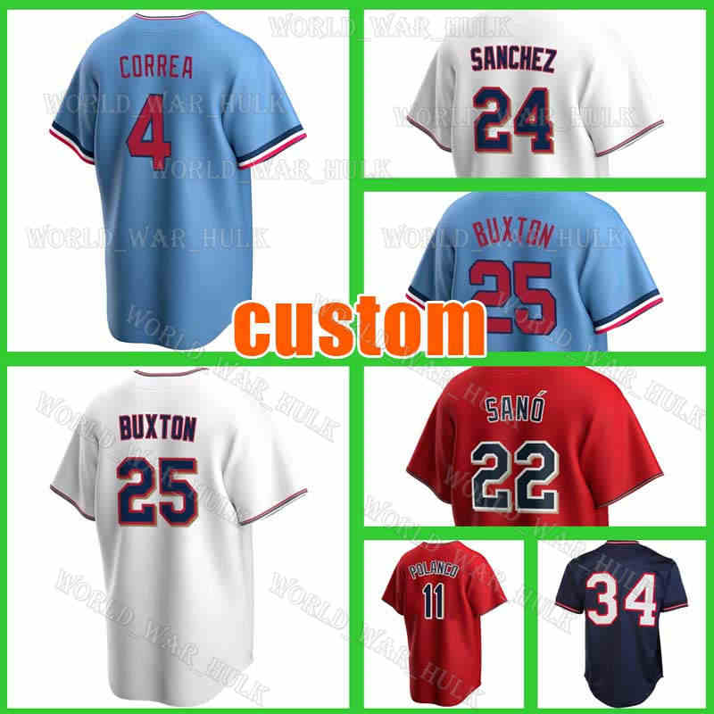 

25 Byron Buxton Baseball Jersey 4 Carlos Correa Minnesota 22 Miguel Sano Twins Jorge Polanco Gary Sanchez Luis Arraez Max Kepler Kirby Puckett Ryan Jeffers Kirilloff, Men custom cool base(s c)