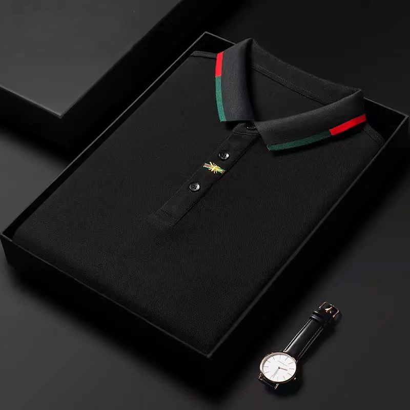 

2022 New Designer Brand Fashion Polo Shirt 100% Cotton Black Men Korean Embroidery Casual Long Sleeve High End Tops Men Clothes, Yellow