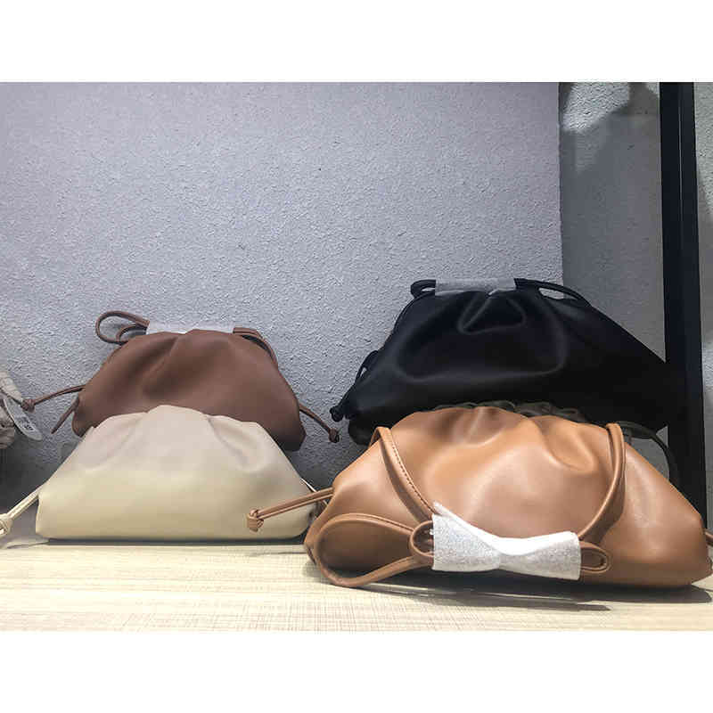 

Original Edition Venetass's Luxury Bottegas'ss Handbags Wrinkled Bags 's Leather Cloud Soft Skin Dumpling Mini Messenger Banquet, Brown medium