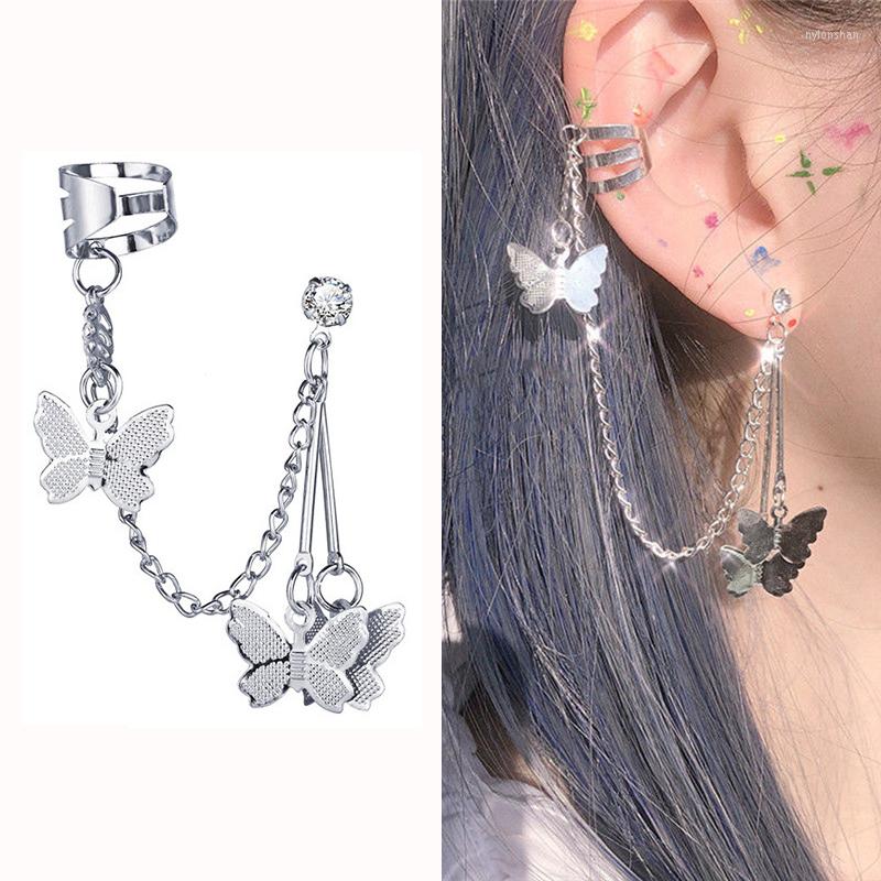 

Hoop Earrings & Huggie Fashion Trend Butterfly Clip Ear Hook Stainless Steel Clips Double Pierced Women Girls JewelryHoop