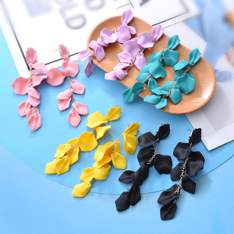 

Dangle & Chandelier Ztech Flower Long Tassel Drop Earrings For Women Wedding Bridal Party Purple Petal Korean Statement JewelryDangle