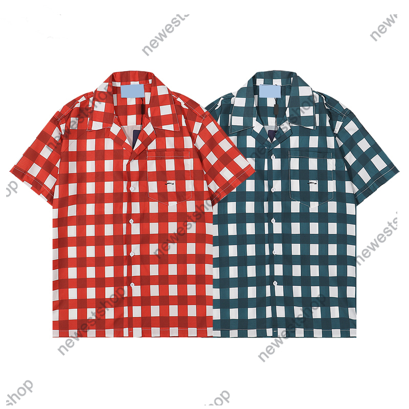 

22ss Summer Mens Shirts designer tee luxury tshirt grid print t shirt fashion womens letter printing tshirts casual t-shirt tops, Blue