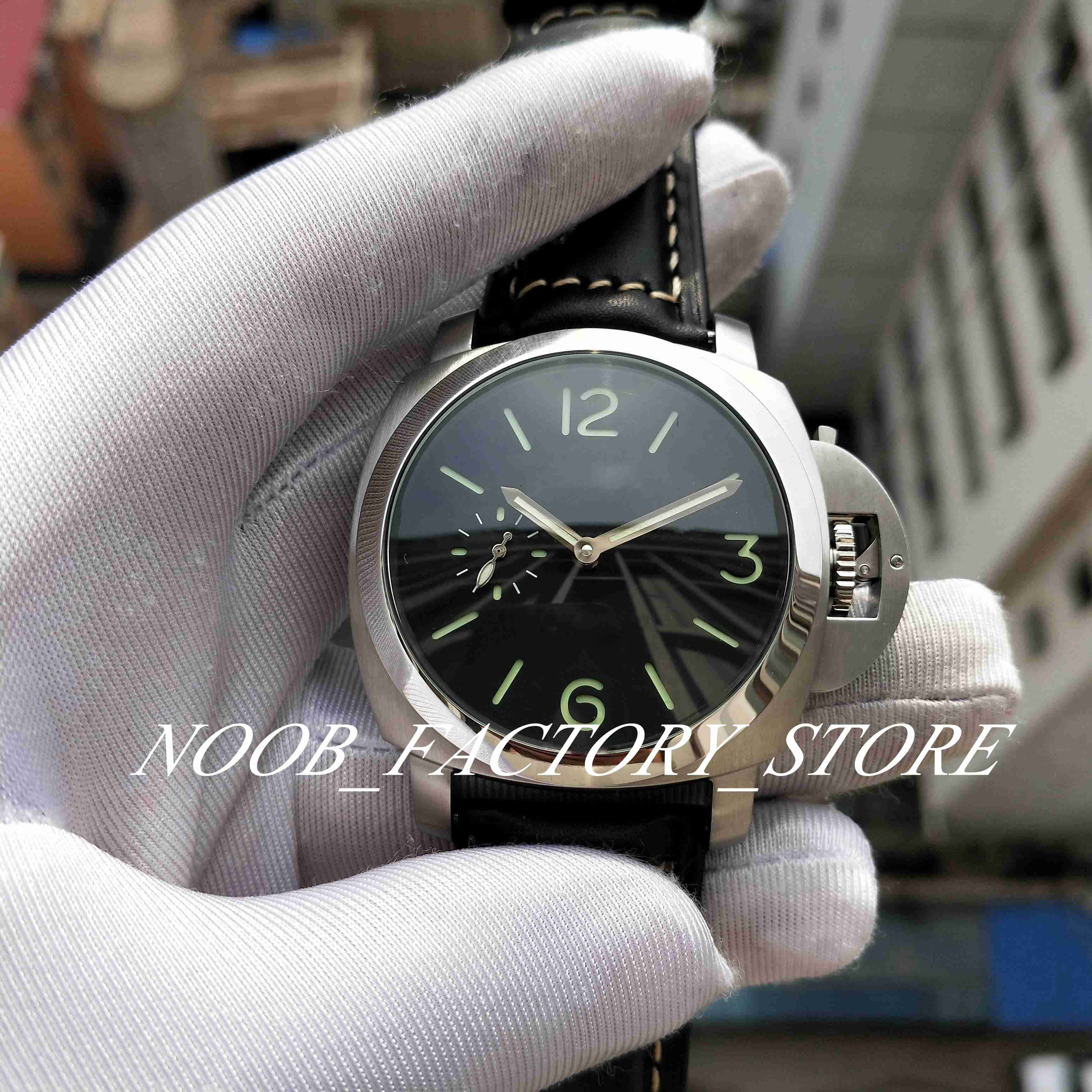 

Super Factory Watch of Men Leather Strap 47MM Mechanical Automatic Movement 1950 Power Reserve Clear Back Diving Mens Luminous Wristwatch Watches Original Box, 01