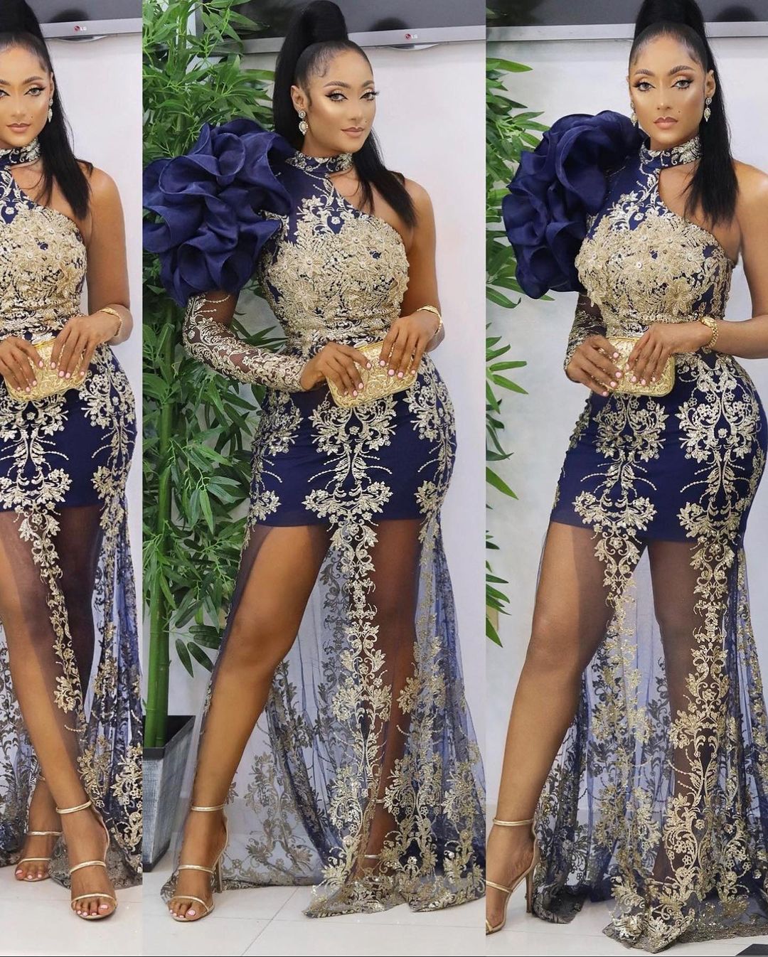 

2022 Plus Size Arabic Aso Ebi Navy Blue Lace Prom Dresses Mermaid Stylish Evening Formal Party Second Reception Birthday Engagement Gowns Dress ZJ206, Dark navy