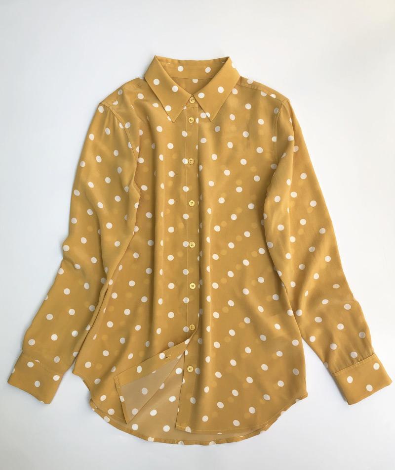 

Women' Blouses & Shirts Top Version Silk Polka Dots Print Lapel Shirt - Elfbop 2022 Spring Summer Women Blue/Pink Blouse, Yellow as pic