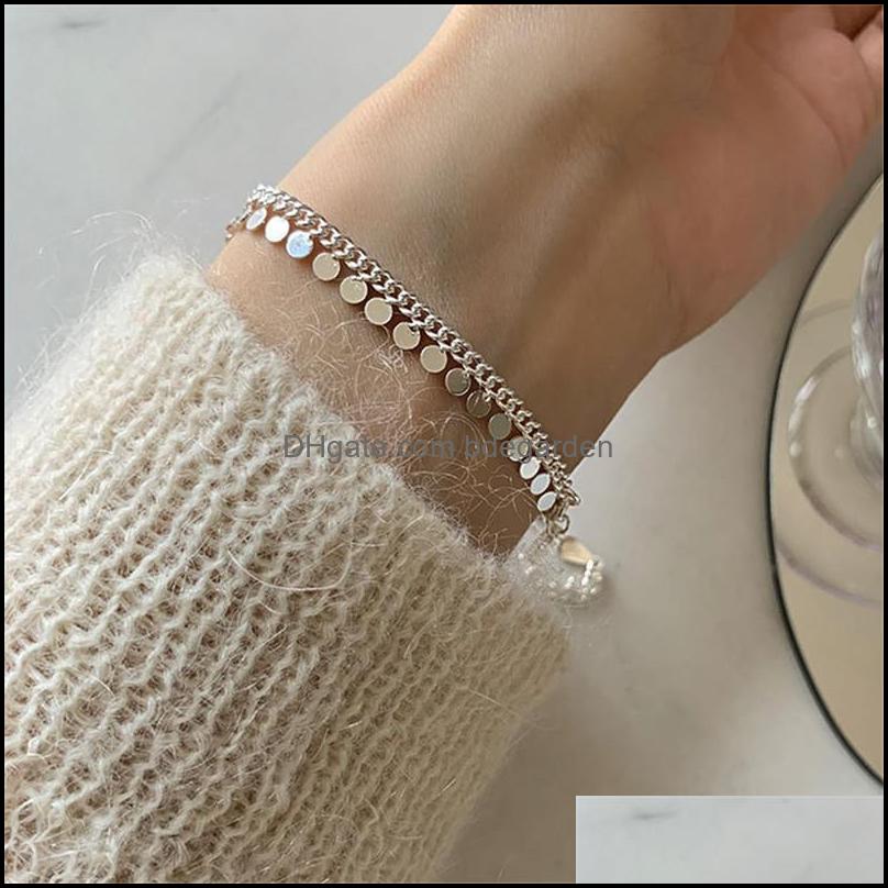 

Bangle 925 Sterling Sier Trendy Link Chain Tassel Round Bead Charm Bracelet For Women Girls Party Jewelry Accessories Sl51 Bdegarden Dharh