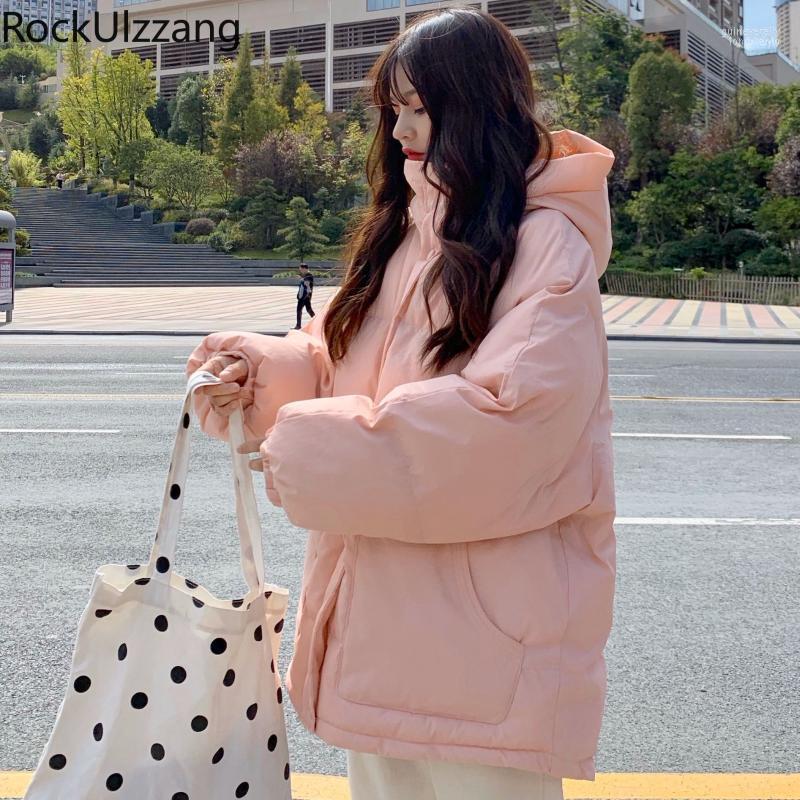 

Solid Pink White Puffer Cotton Padded Warm Down Chaqueta Winter Thick Parka Loose Hooded Coat Windbreaker Women Outwear Fashion1 Guin22