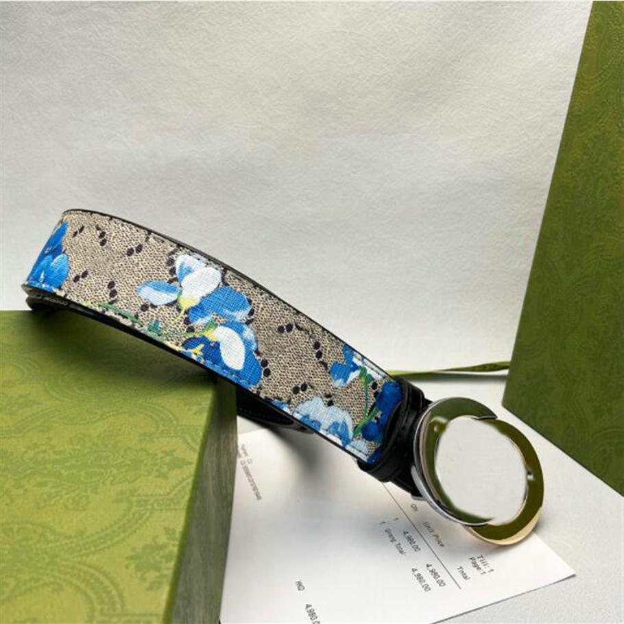 Luxury Men Designers Blue Print Belts Womens Mens Casual Letter Smooth Big Bord Buckle Baille hautement qualité largeur 3,8cm242o