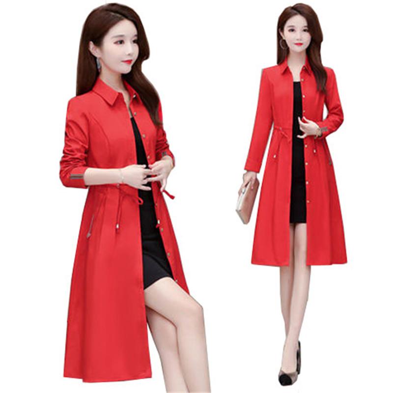 

Women's Trench Coats Women Coat 2022 Female Spring Autumn Windbreaker Lady Fashion All-Match Ladies Mid-length Clothing 4XLC678Women's, Red