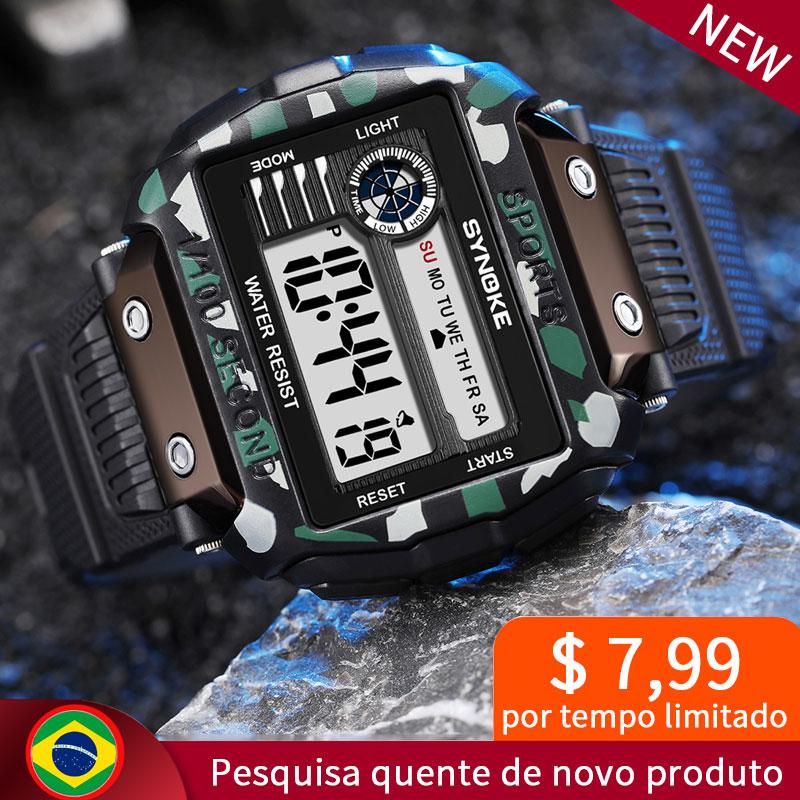 

Wristwatches 2022 Square Camouflage Watches Men Sports Watch Big Screen Swimming Digital Multi-Function Wristwatch Special GiftsWristwatches, Black