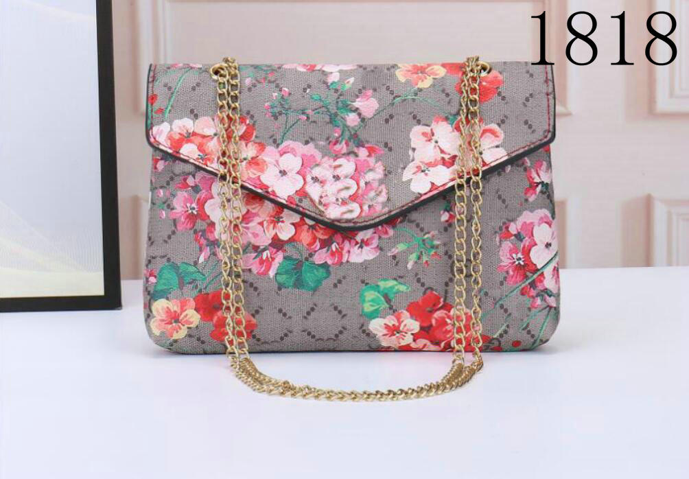 

Fashion designers womens High Quality luxurys CrossBody Printed Handbag gold Chains leather ladies Shoulder Bag purse Cross Body, Printing flowers