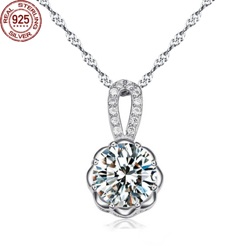 

925 Silver Korean Collarbone Necklace Bone Chain One Pendant F