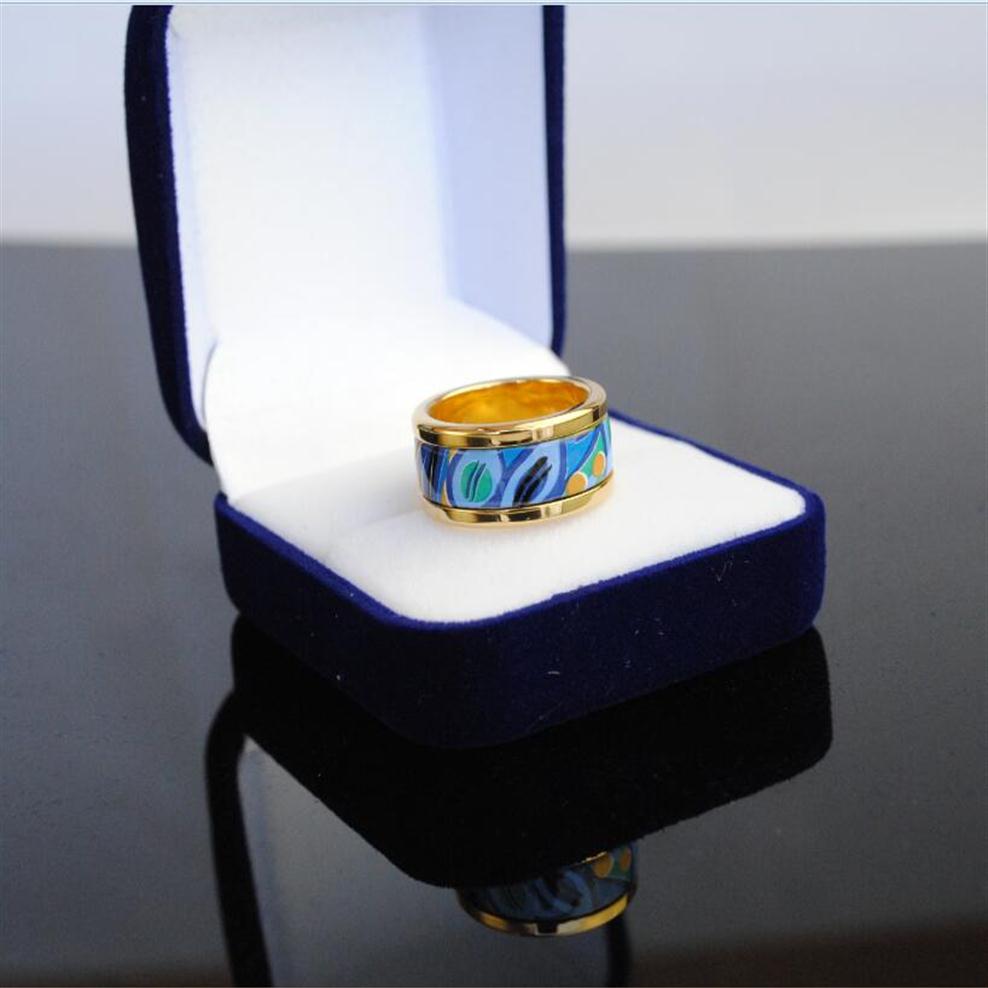 

Sea blue heart series rings 18K gold-plated enamel rings Top production ring for women designer jewelry Mother's Day Gift2748
