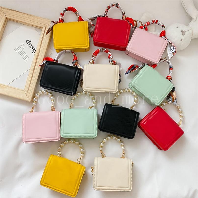 

New Children's Fashion Cute Solid Color Square PU Bag Shoulder Messenger Pearl Cloth Two Kinds of Handle Princess Bag2688, #5