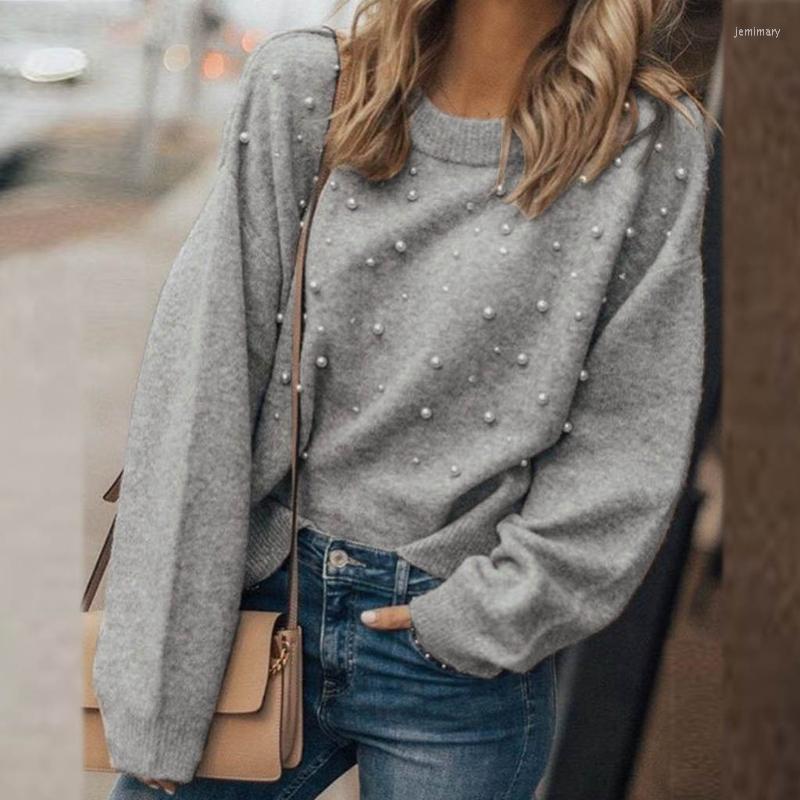 

Women's Sweaters Mens Baggy Sweater Women Imitation Pearl Pullover Long Sleeve Loose Black Womens Women's SweaterWomen's Jemi22, Grey