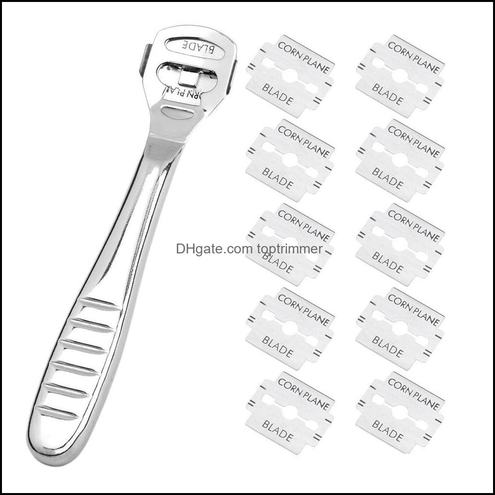 

Callus Shavers Nail Tools Art Salon Health Beauty Foot Hard Skin Remover Corn Cutter Pedicure Tool Kit With 10 Shaver Blades Manicure Care