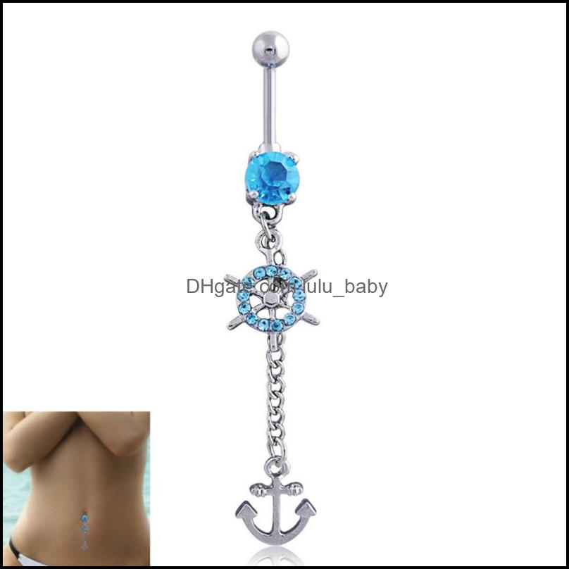 

Body Arts Tattoos Art Health Beauty Dangle Boat Anchor Belly Button Ring 14G 316L Stainless Steel Vessel Navel Barbell J Dhq1M