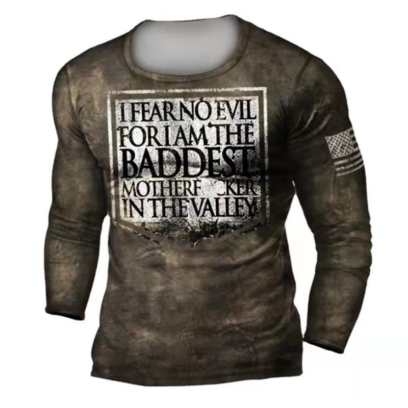 

Men' T-Shirts Mens O-neck T-shirt Long Sleeve Letter Print Brand Men' T Shirt Retro Fashion Casual Streetwear Oversieze Male TopsMen, B004