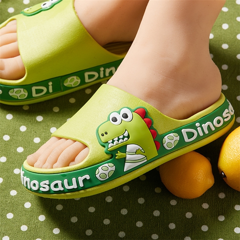 

Cartoon Cute Dinosaur Children's Slippers Summer Men And Women Home Soft Bottom Non-slip Baby Sandals 220615, Shark yellow