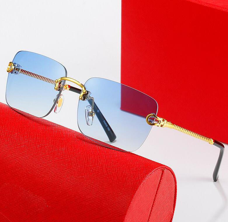 

2022 Latest Fashion Men Sunglasses Sunshade glasses Leopard Head Composite Metal Rimless Optical Frame Classic Rectangle Square Gold Luxury Sunglasses for women