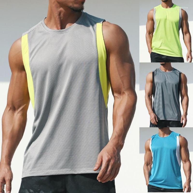 

Men's Tank Tops Fitness Summer Fashion Singlet Men Undershirt Elastic Sweat-absorbent Polyester Quick Dry Sports Vest For Gym, Dark gray