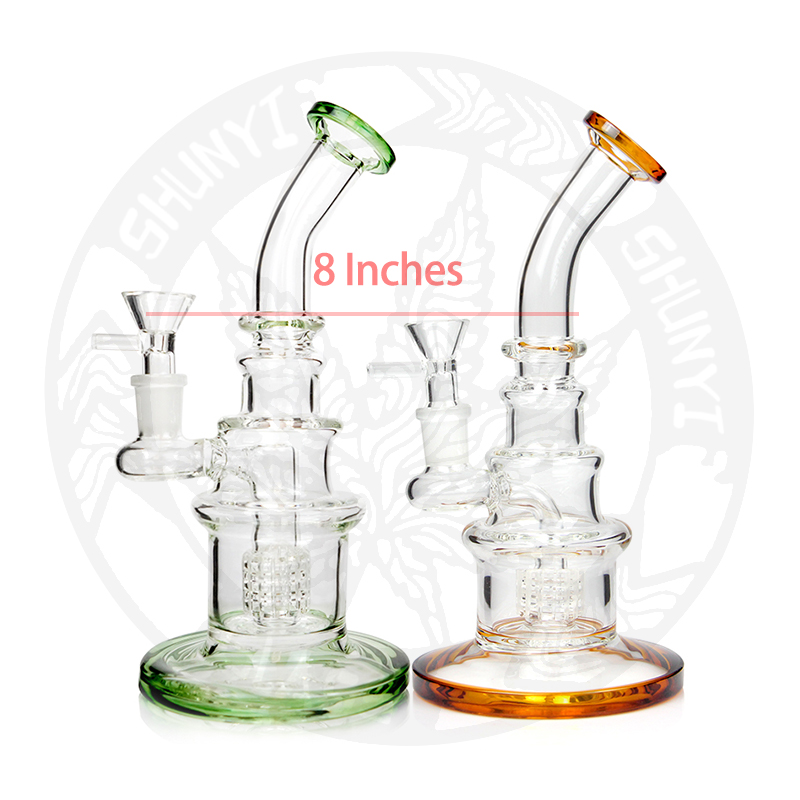 

Speacil offer 8 Inches Hookah Glass Pipes Recycler Smoking for Tobacco Bong Water pipe