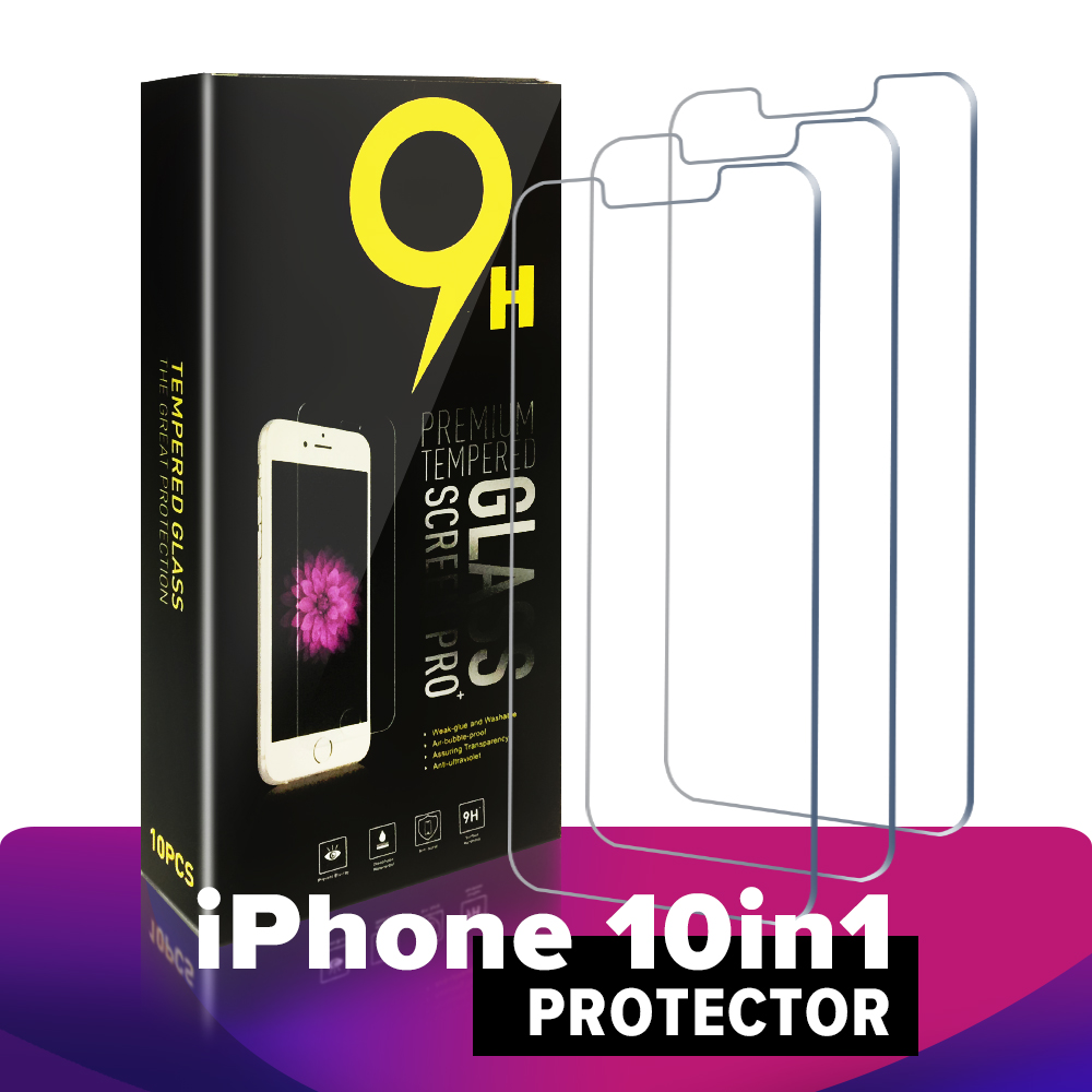 

10in1 Screen Protector Tempered Glass For Iphone 13 6 7 8 Plus X 11 12 PRO MAX XR XS Protectors Samsung Galaxy S22 S21 S20 Note20 Ultra A52 LG Huawei 0.33mm
