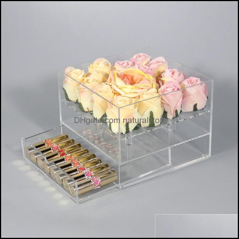 

Jewelry Boxes Packaging Display New Clear Acrylic Rose Flower Box With Der Makeup Organizer Valentines Day Wedding Gift Er Wholesale Drop