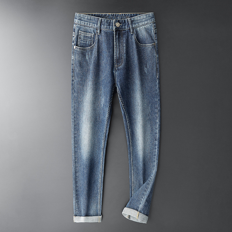 

Autumn Men Jeans Fashion Solid Color Zip Mens Loose Jeans Mid Straight Casual Full Length Jeans for Men Clothes CX220401, Blue jeans men