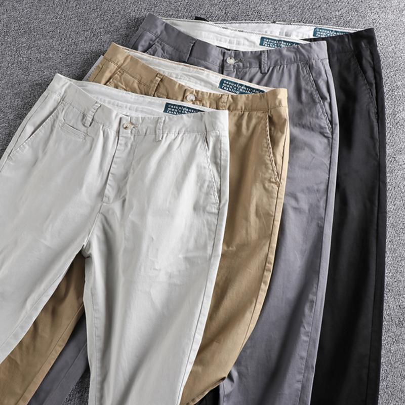 

Men's Pants Spring And Summer Wash Elastic Simple Men's Casual Fit Slightly Loose Trend Pure Color Youth Work PantsMen's Naom22, Black