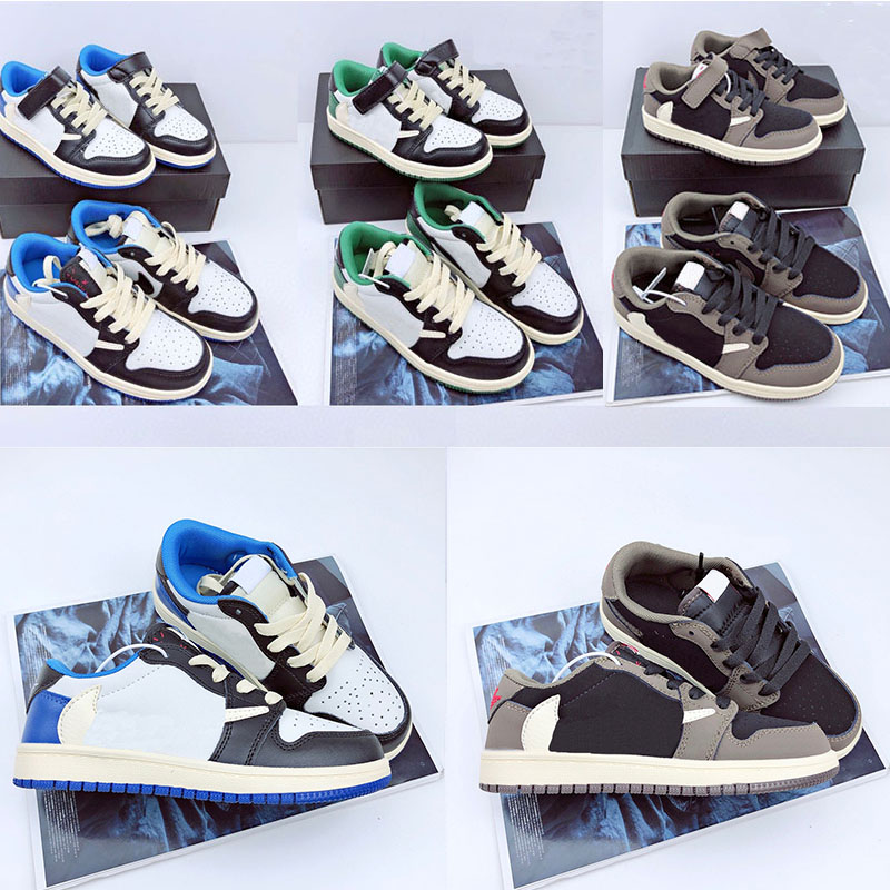 

Jumpman 1 Kids Low Basketball Shoes Boy Girl Shoes Game Royal Obsidian Chicago Bred Sneakers Mid Multi-Color Tie-Dye Size 24-35, Box
