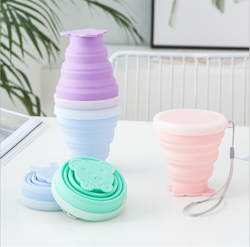 

200ML Silicone Folding Water Bottles Outdoor Travel Portable Retractable Cup Cute Storage Sports Drinkware Outdoor Travel Cups sxjun6, Multi