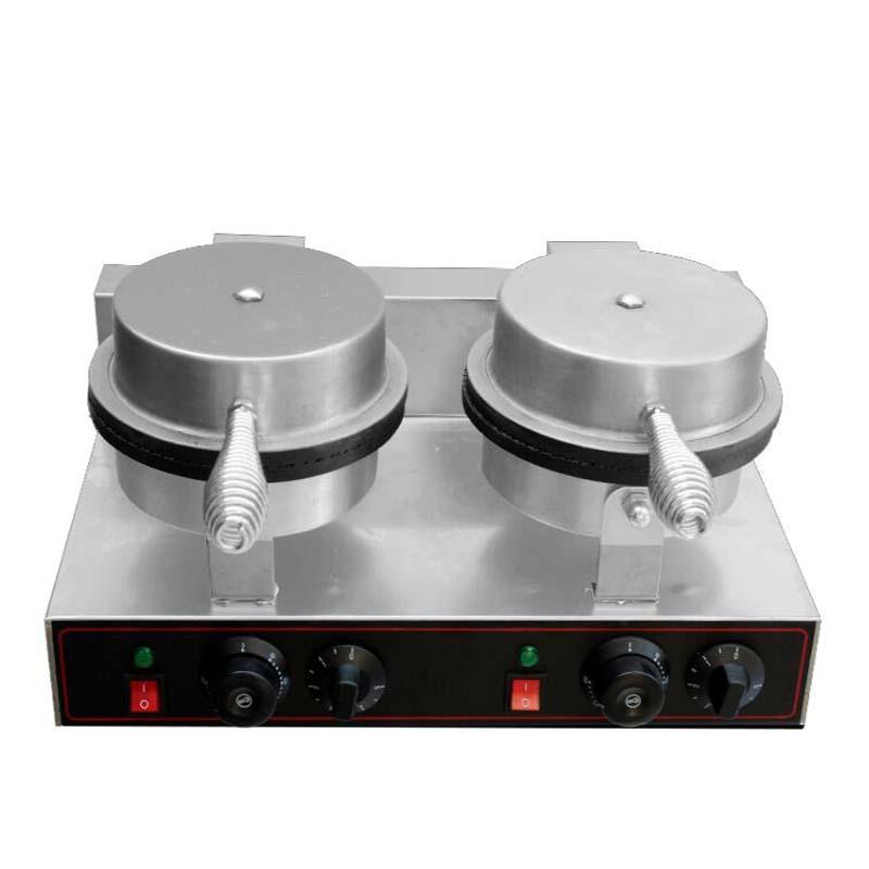

Bread Makers PBOBP Commercial Double Head Stainless Steel Material Ice Cream Cone Baker Machine Waffle Egg Roll Making