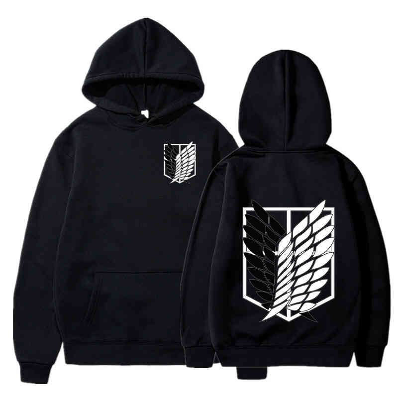 

Attack on Titan Hoodie Japanese Anime Hingeki No Kyojin Graphic Sweatshirt Pullover Casual Hooded Streetwear Unisex, Pure black