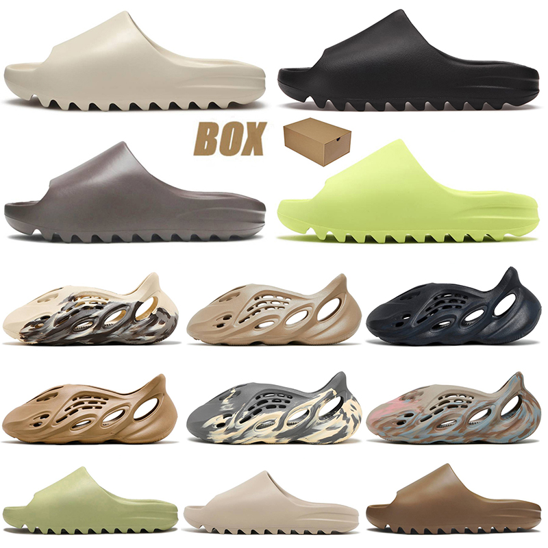 With Box Foam Runner Slides Slippers Sandals Mens Womens Designer Toddler Cream Clay Moon Ochre Mineral Blue Onyx Black Bone Sports Sneakers Kids
