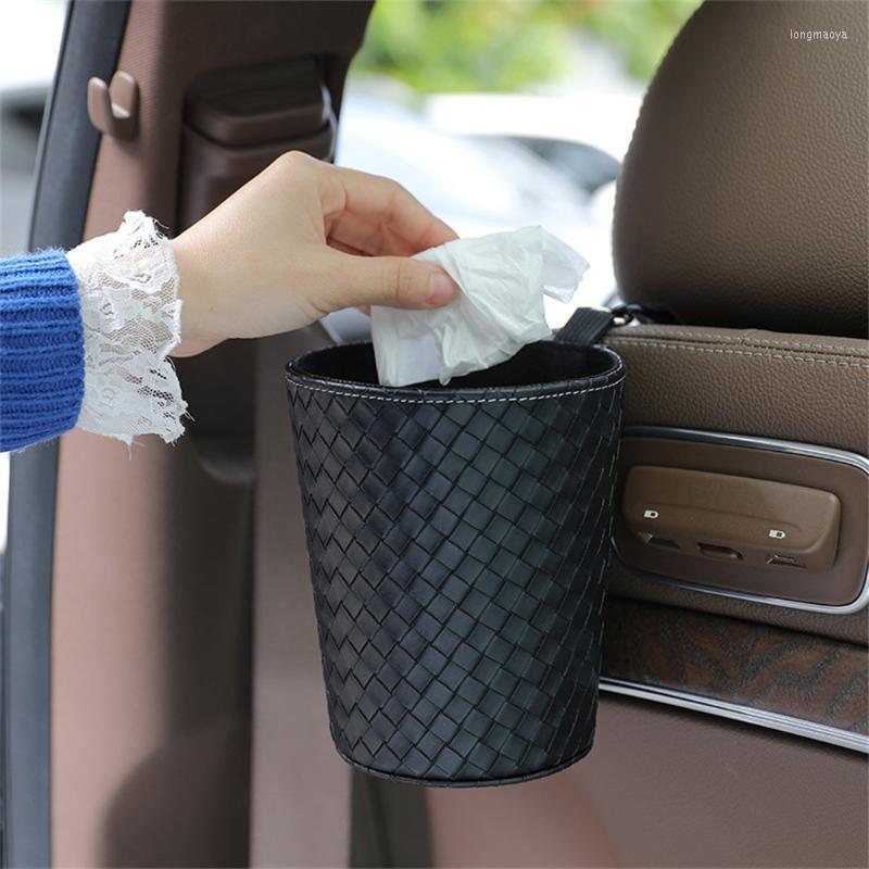

Interior Accessories Portable Car Seat Back Garbage Bag Auto Trash Can Dust Holder Case Box Styling Leather