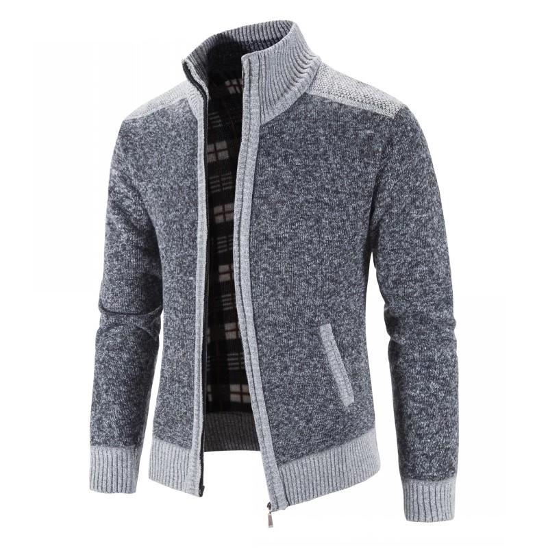 

Men's Jackets Men's Knitted Cardigan Stand Collar Slim Sweater Fashion Thickening Warm CardiganMen's, Beige