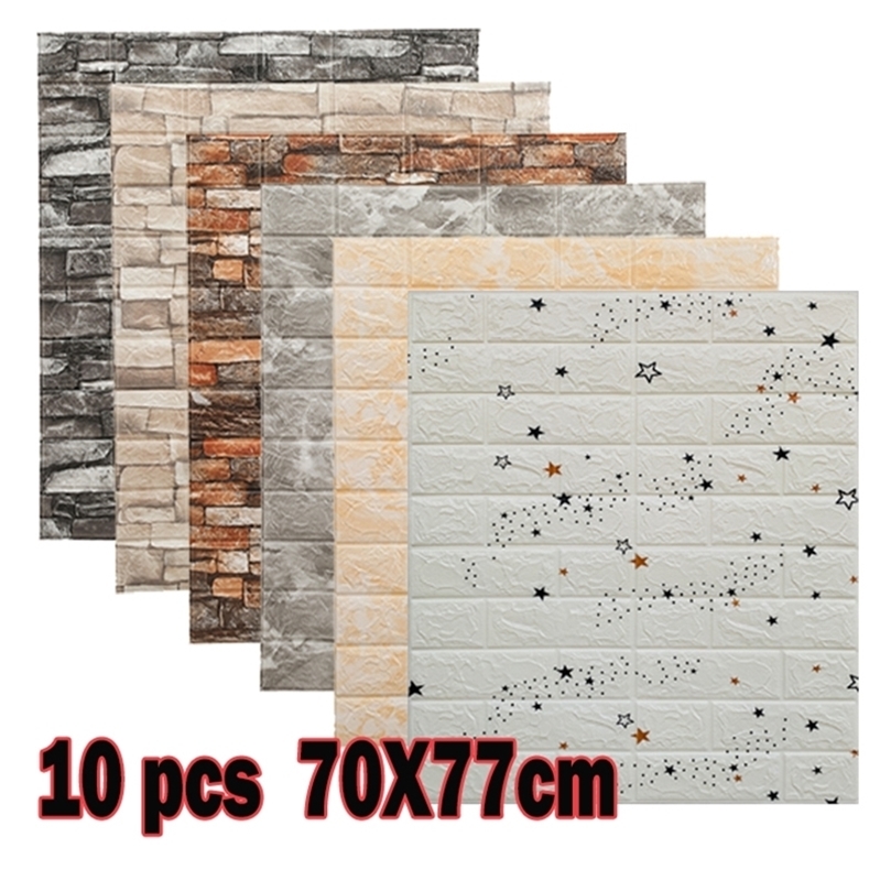 

3D Wall Stickers Self-adhesive Brick Panels Living Room Decoration Bedroom Decor Waterproof Wallpaper Kitchen TV Backdrop Home 220504