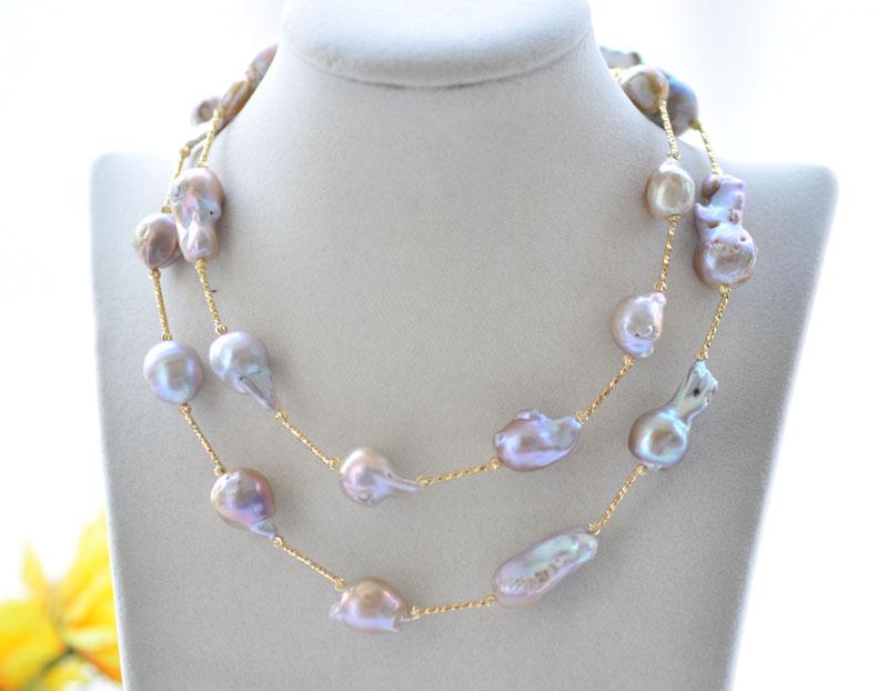 

Chains 32" 30mm Lavender Baroque Keshi Reborn Pearl NecklaceChains