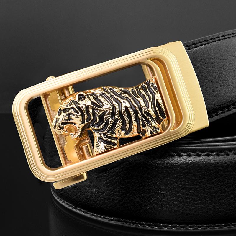 

Belts Tiger Automatic Buckle Man White Belt Genuine Leather Fashion Designer Casual High Quality Ceinture HommeBelts BeltsBelts, Black